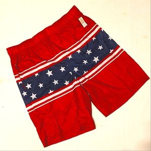 Open Trails Men's Swim Trunks Shorts size Lg Stars Red White & Blue Patriotic Lg